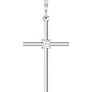 Sterling Silver 1/10 CT Natural Diamond Cross Pendant