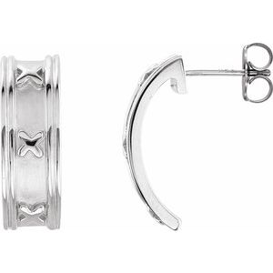 14K White Gold J-Hoop Earrings