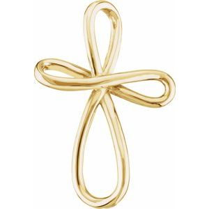 14K Yellow Gold Infinity-Inspired Cross Pendant