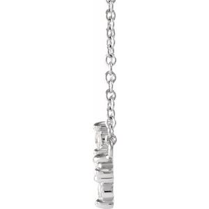 Platinum 1/8 CTW Rose-Cut Natural Diamond Sideways Cross 16-18" Necklace