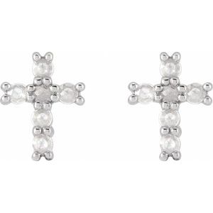 Sterling Silver 1/5 CTW Rose-Cut Natural Diamond Cross Earings