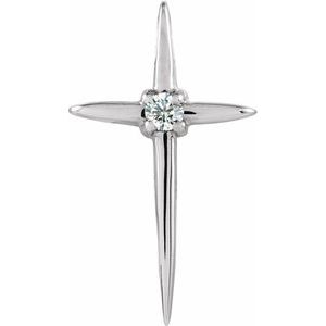 14K White Gold .03 CT Natural Diamond Cross Pendant