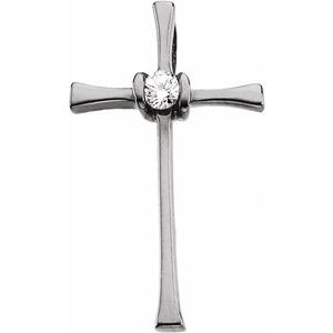 14K White Gold .05 CTW Natural Diamond Cross Pendant