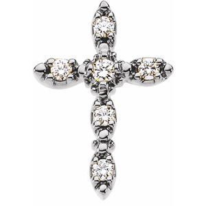 14K White Gold 1/5 CTW Natural Diamond Cross Pendant