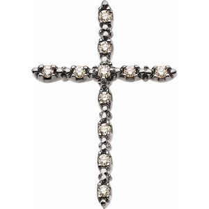 14K White Gold 1/3 CTW Natural Diamond Cross Pendant