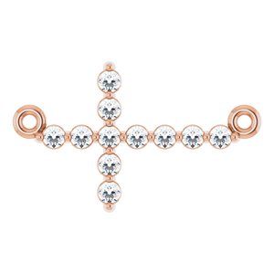 14K Rose Gold 1/5 CTW Natural Diamond Sideways Cross Necklace Center