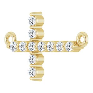 14K Yellow Gold 1/5 CTW Natural Diamond Sideways Cross Necklace Center