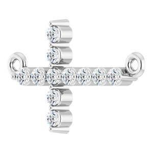 14K White Gold 1/5 CTW Natural Diamond Sideways Cross Necklace Center