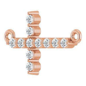 14K Rose Gold 1/5 CTW Natural Diamond Sideways Cross Necklace Center