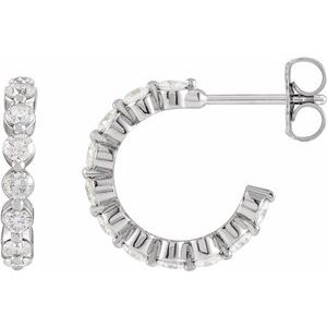 14K White Gold 7/8 CTW Lab Grown Diamond 14.5 mm Huggie Earrings