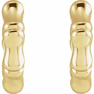 14K Yellow Gold Hinged Bamboo 12 mm Hoop Earrings