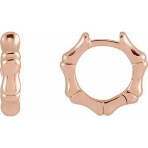 14K Rose Gold Hinged Bamboo 12 mm Hoop Earrings