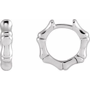 Platinum Hinged Bamboo 12 mm Hoop Earrings