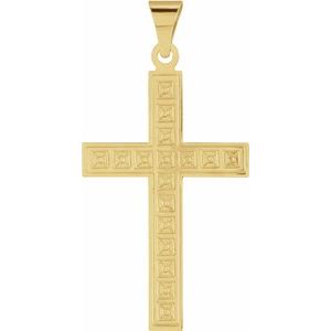 14K Yellow Gold 36.8x18 mm Geometric Cross Pendant
