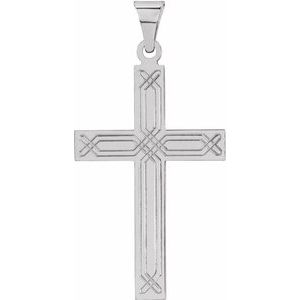 14K White Gold Geometric Cross Pendant