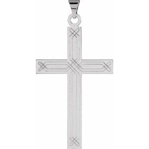 14K White Gold Geometric Cross Pendant