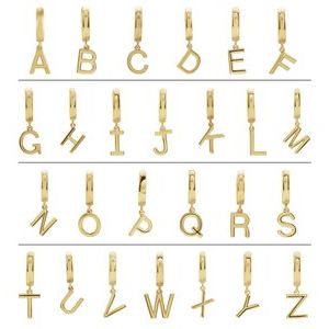 14K Yellow Gold Initial T Hinged Huggie Earring
