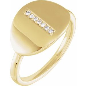 14K Yellow Gold .04 CTW Natural Diamond Initial I Signet Ring