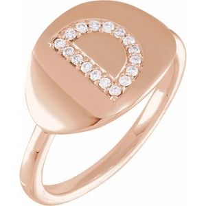 14K Rose Gold 1/10 CTW Natural Diamond Initial D Signet Ring