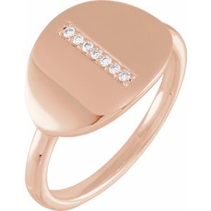 14K Rose Gold .04 CTW Natural Diamond Initial I Signet Ring
