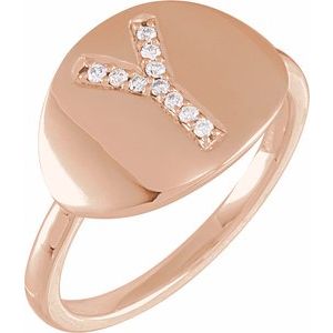 14K Rose Gold .06 CTW Natural Diamond Initial Y Signet Ring