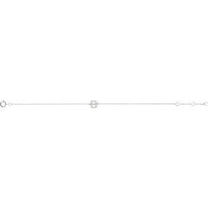 14K White Gold .07 CTW Natural Diamond Initial B 6-7" Bracelet