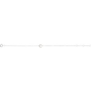 14K White Gold .06 CTW Natural Diamond Initial E 6-7" Bracelet