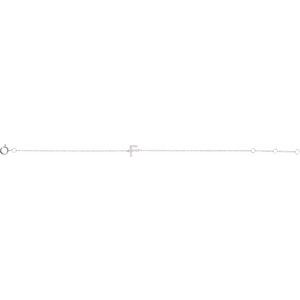 14K White Gold .05 CTW Natural Diamond Initial F 6-7" Bracelet