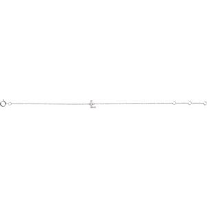 14K White Gold .04 CTW Natural Diamond Initial L 6-7" Bracelet