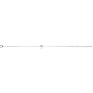 14K White Gold .05 CTW Natural Diamond Initial T 6-7" Bracelet