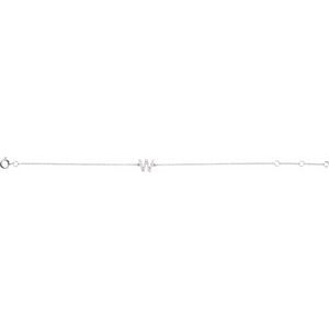 14K White Gold .07 CTW Natural Diamond Initial W 6-7" Bracelet