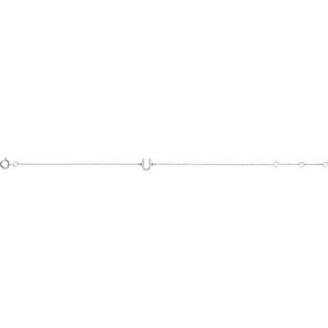 14K White Gold .05 CTW Natural Diamond Initial U 6-7" Bracelet