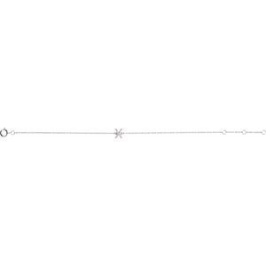 14K White Gold .04 CTW Natural Diamond Initial X 6-7" Bracelet