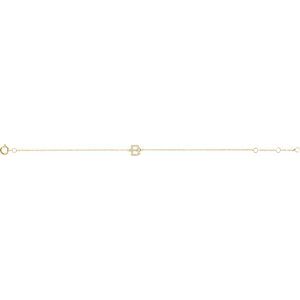 14K Yellow Gold .07 CTW Natural Diamond Initial B 6-7" Bracelet