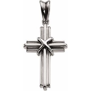 14K White Gold 26.25x17.75 mm Cross Pendant