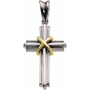 14K White/Yellow Gold 26.25x17.75 mm Cross Pendant