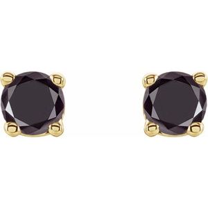14K Yellow Gold 1/8 CTW Natural Black Diamond Earrings