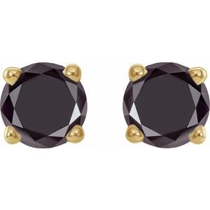 14K Yellow Gold 1/2 CTW Natural Black Diamond Earrings