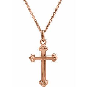 14K Rose Gold Cross 18" Necklace