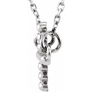 14K White Gold 15.6x9.4 mm Sideways Beaded Cross 16.5" Necklace