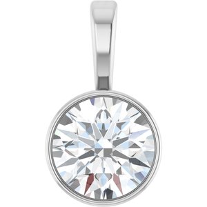 Sterling Silver 5/8 CT Natural Diamond Bezel-Set Solitaire Pendant