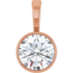 14K Rose Gold 5/8 CT Natural Diamond Bezel-Set Solitaire Pendant