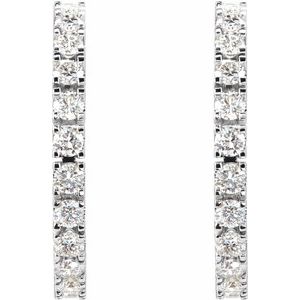 14K White Gold 1 CTW Lab-Grown Diamond 20.5 mm Hoop Earrings