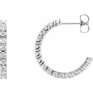 14K White Gold 1 CTW Natural Diamond 20.5 mm Hoop Earrings