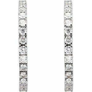 14K White Gold 2 1/5 CTW Lab-Grown Diamond 27.7 mm Hoop Earrings