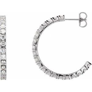 14K White Gold 2 1/5 CTW Lab-Grown Diamond 27.7 mm Hoop Earrings