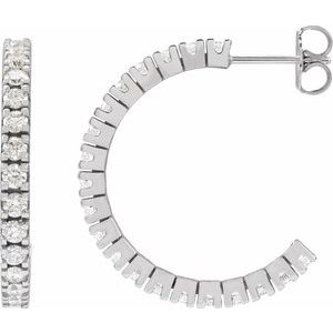 14K White Gold 1 5/8 CTW Lab-Grown Diamond 24.7 mm Hoop Earrings