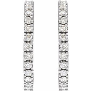14K White Gold 1 5/8 CTW Lab-Grown Diamond 24.7 mm Hoop Earrings