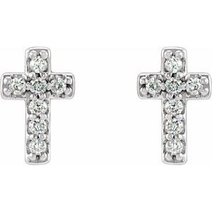Platinum .06 CTW Natural Diamond Cross Earrings