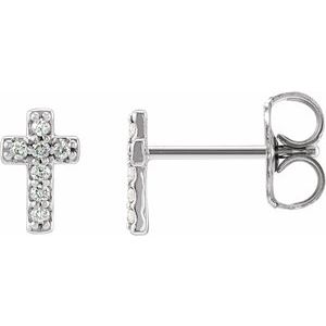 14K White Gold .03 CTW Natural Diamond Cross Single Earring